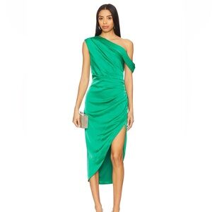 Chic One-Shoulder Green Dress